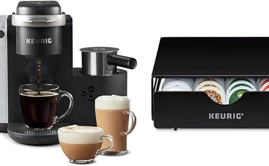 coffee maker brews froths